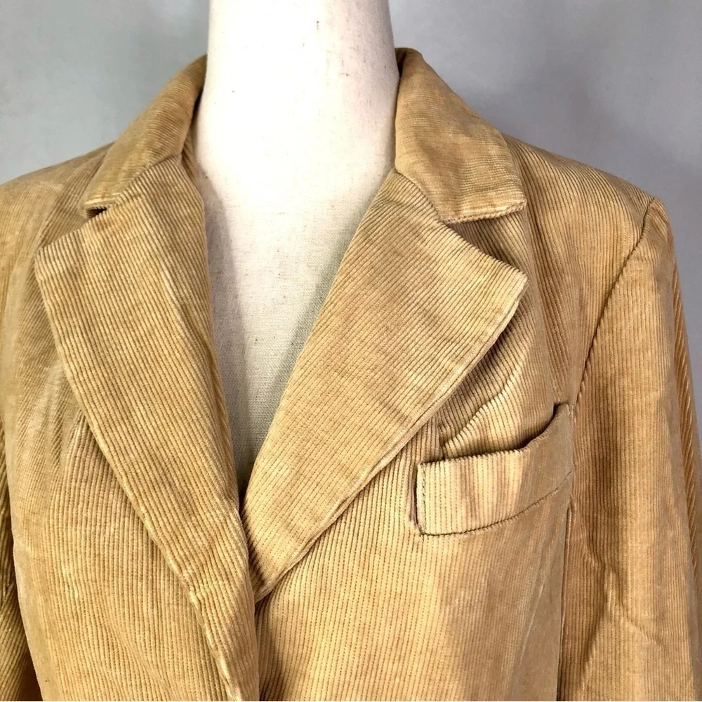 VINTAGE corduroy blazer jacket tan wheat color 1970s 70s juniors 11